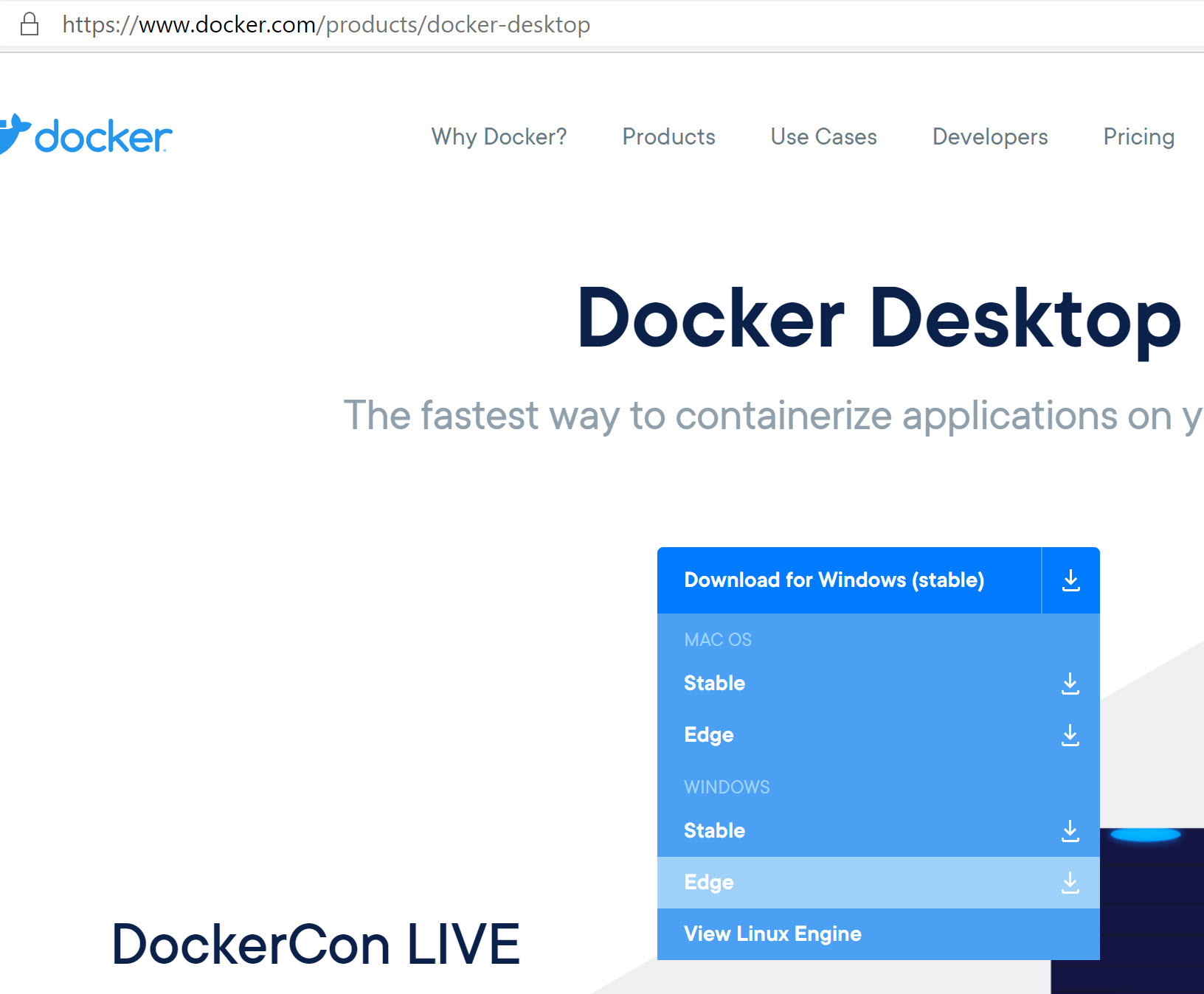 docker desktop edge download for windows 10 pro