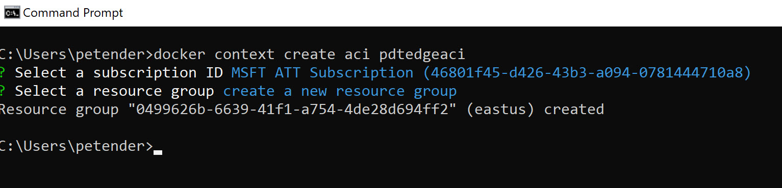 Create ACI Context new RG