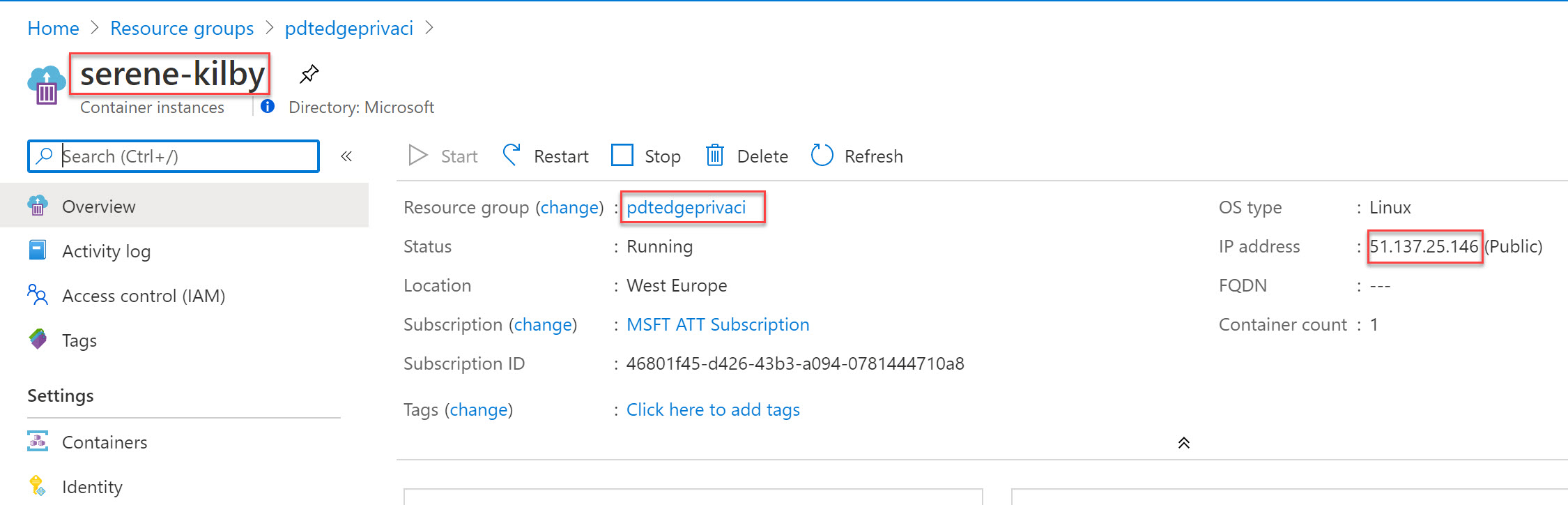 ACI running in portal