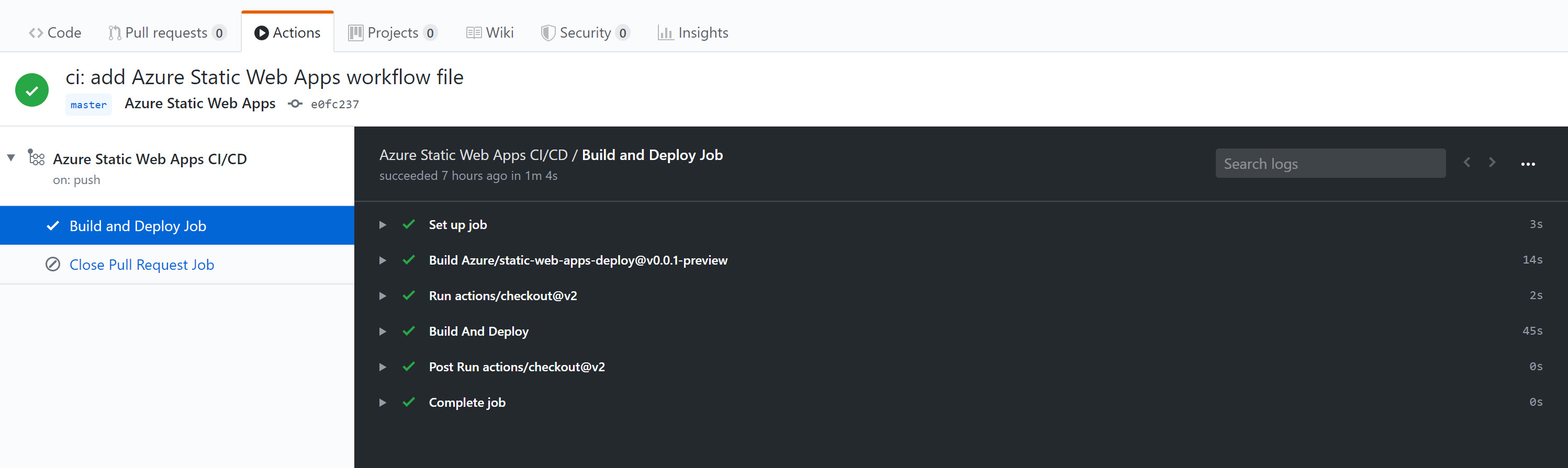 GitHub Action Build Deploy Job