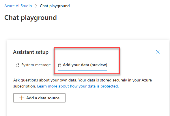 Chat Playground add your data