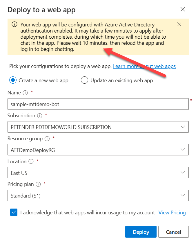 Deploy Chat Bot to Azure App Service