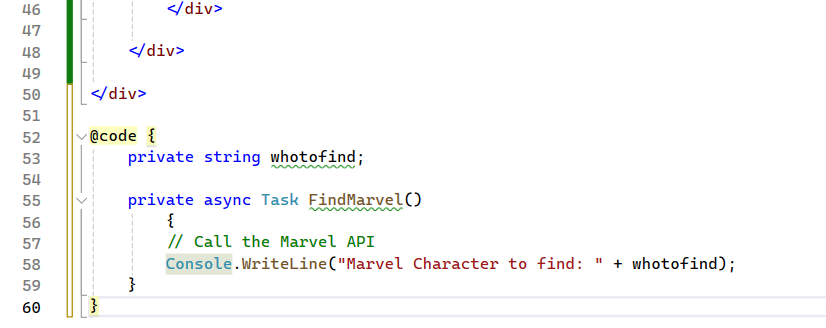 Code snippet for button action