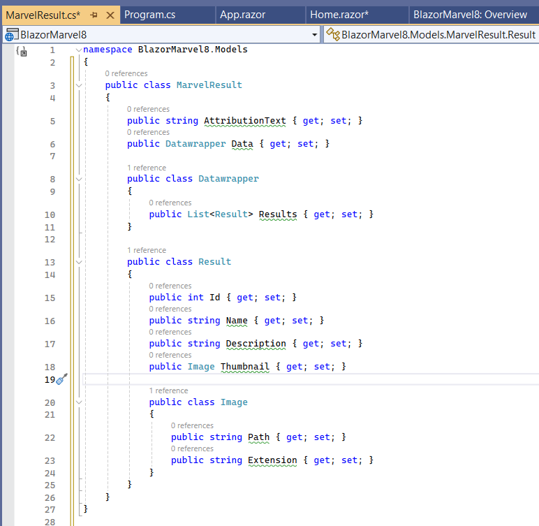 MarvelResult Class
