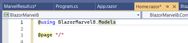 Adding using statement to point to Models subfolder