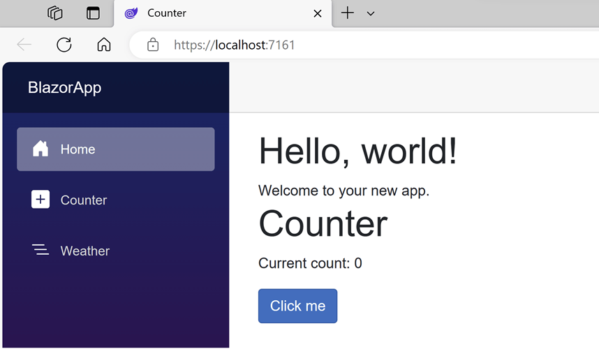 Counter Component embedded in Home Page