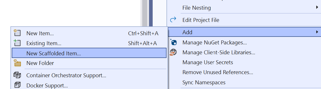 Add New Scaffolded Item