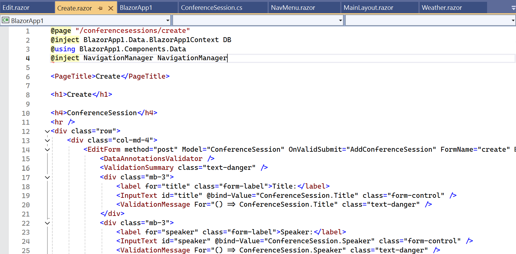 Scaffolded create page