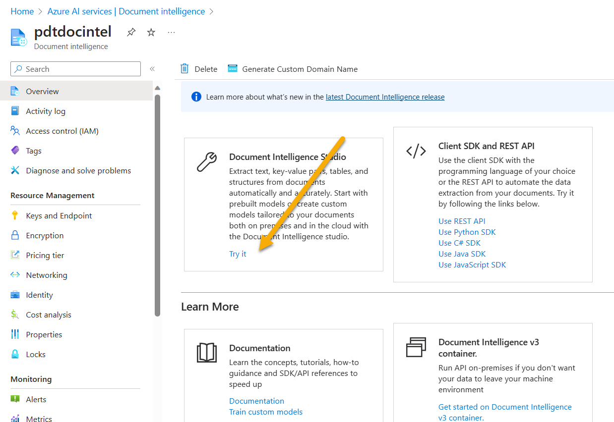 Azure AI Document Intelligence Studio