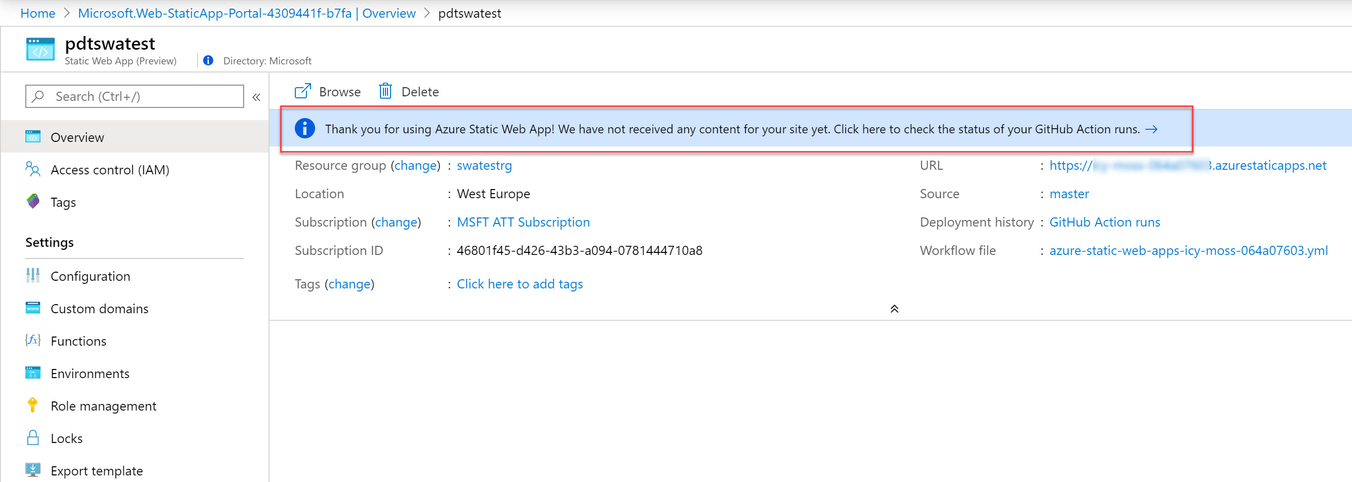Static Web Site Created