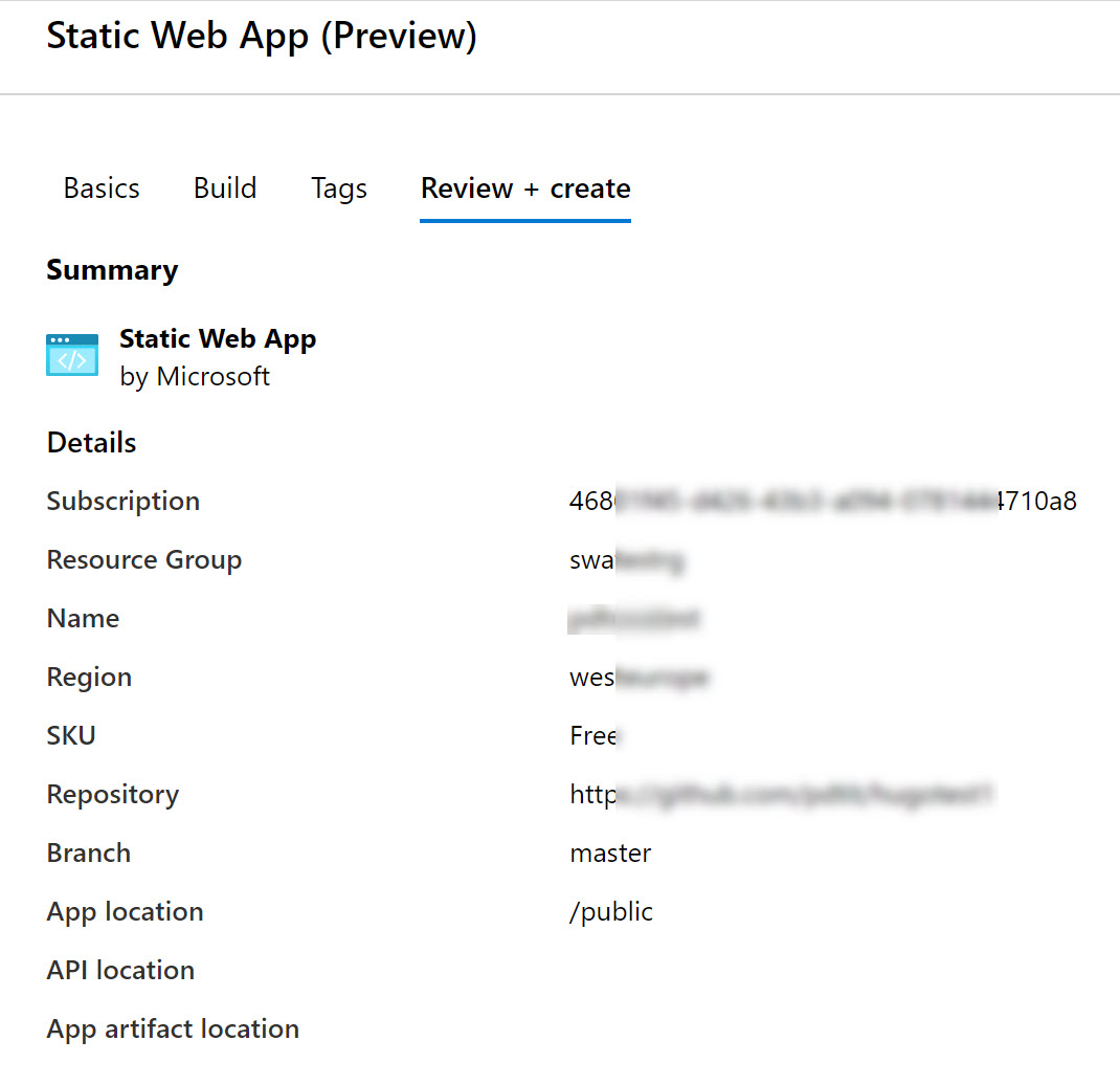 Static Web Site Create