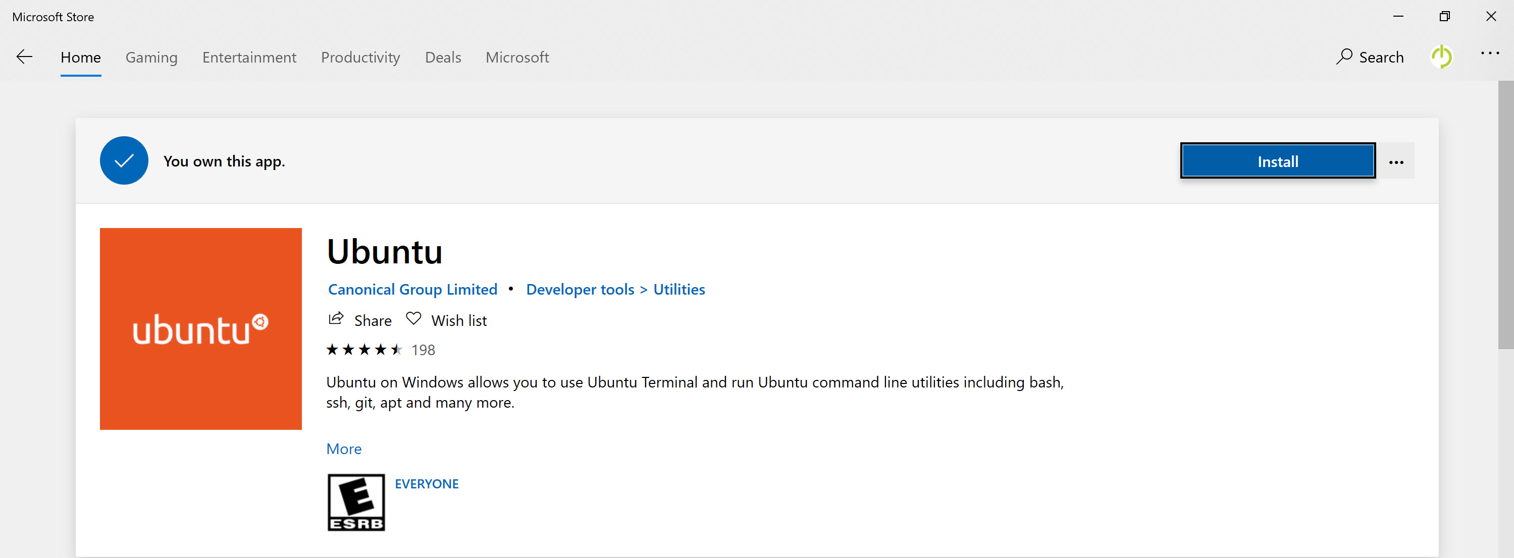 MS Store Ubuntu install