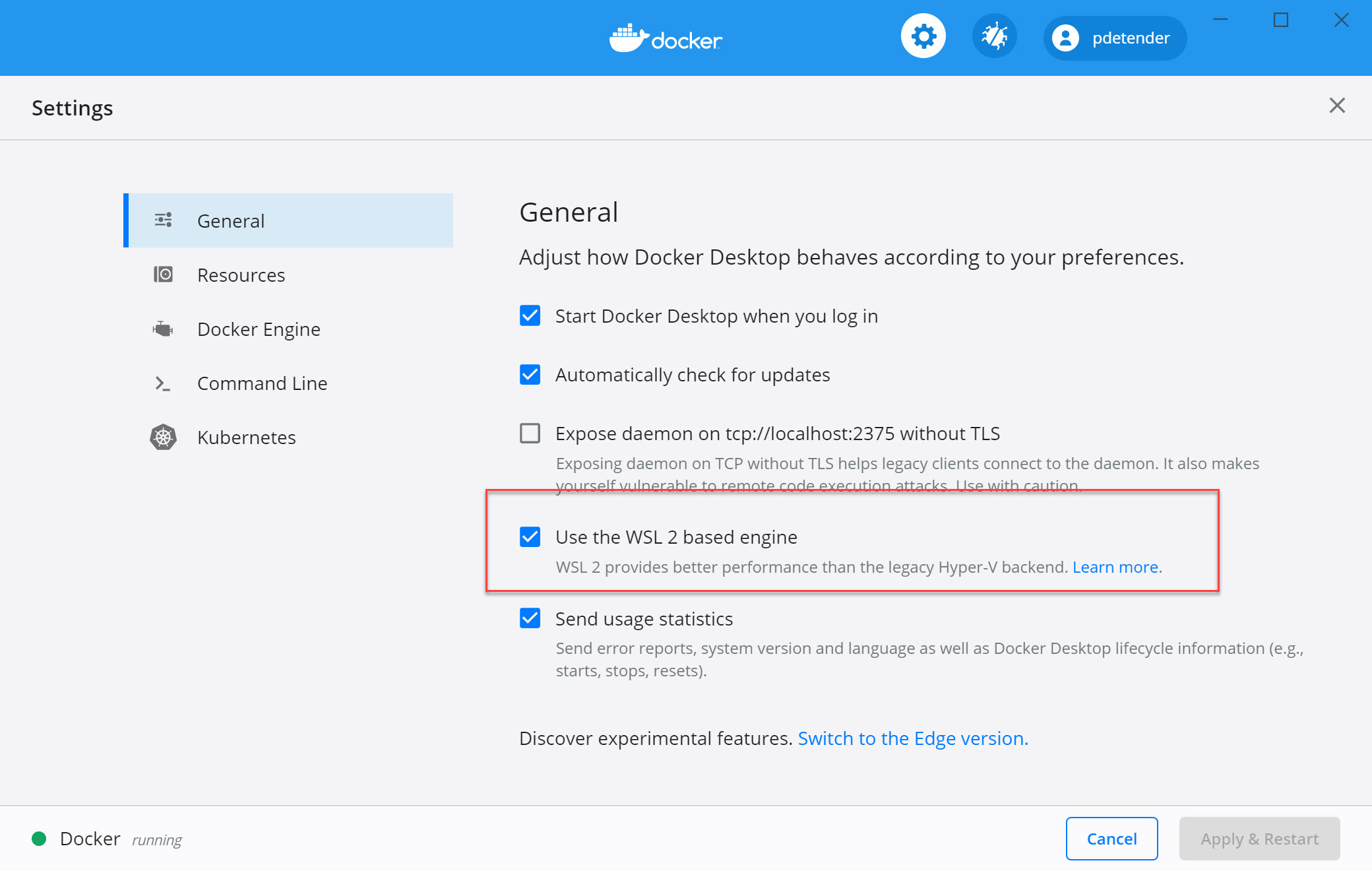 Switch Docker to WSL2