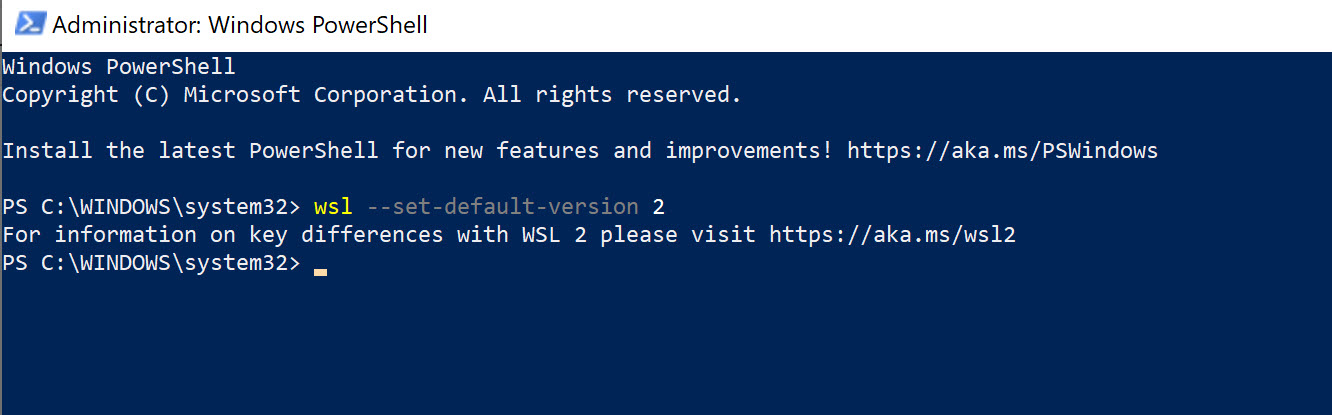 Set WSL2 as default