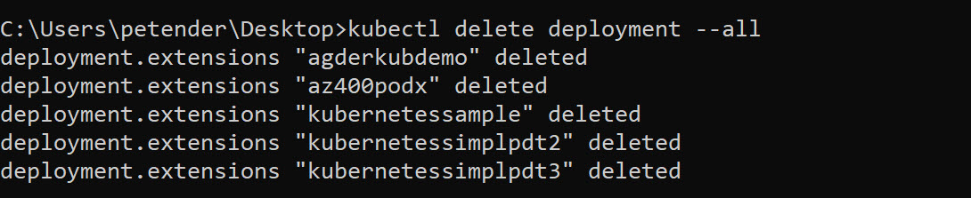 kubectl delete deployment