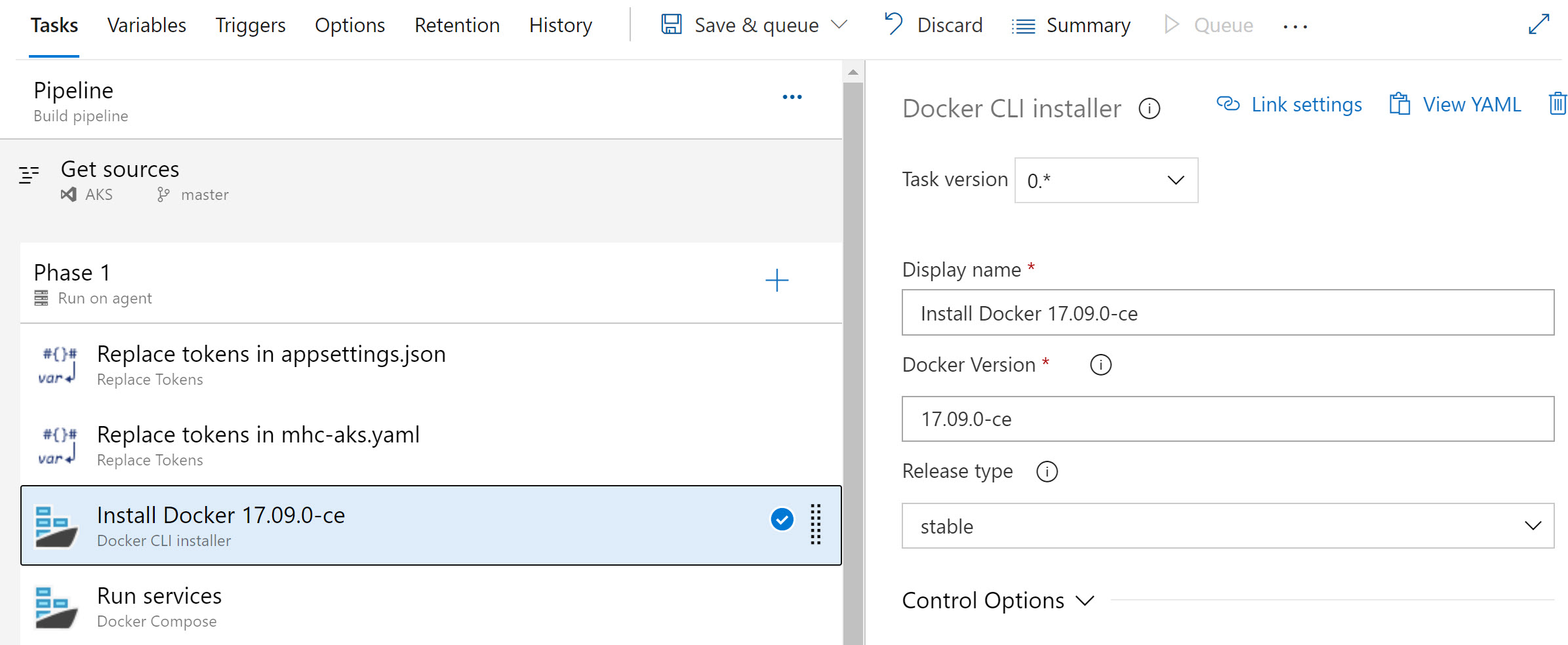 Docker Install Task Classic Designer
