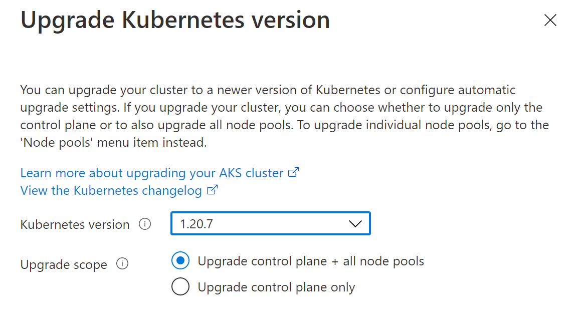AKS deployed version