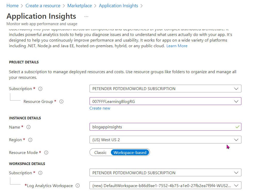 Deploy App Insights