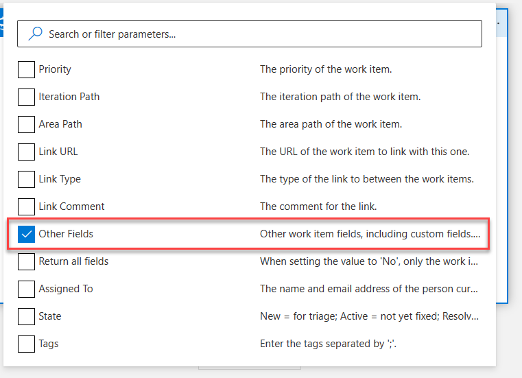 Parameters / Other Fields