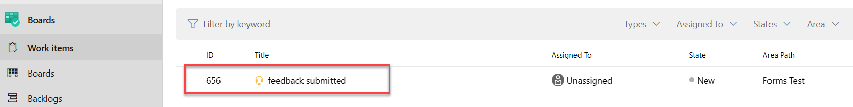 Logic Apps created Work Item