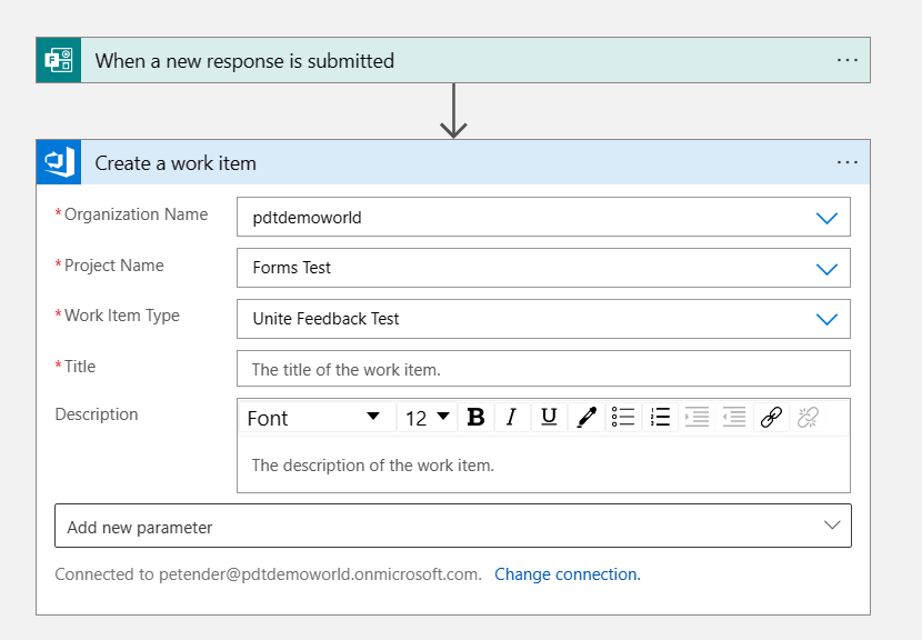 ADO New work item action