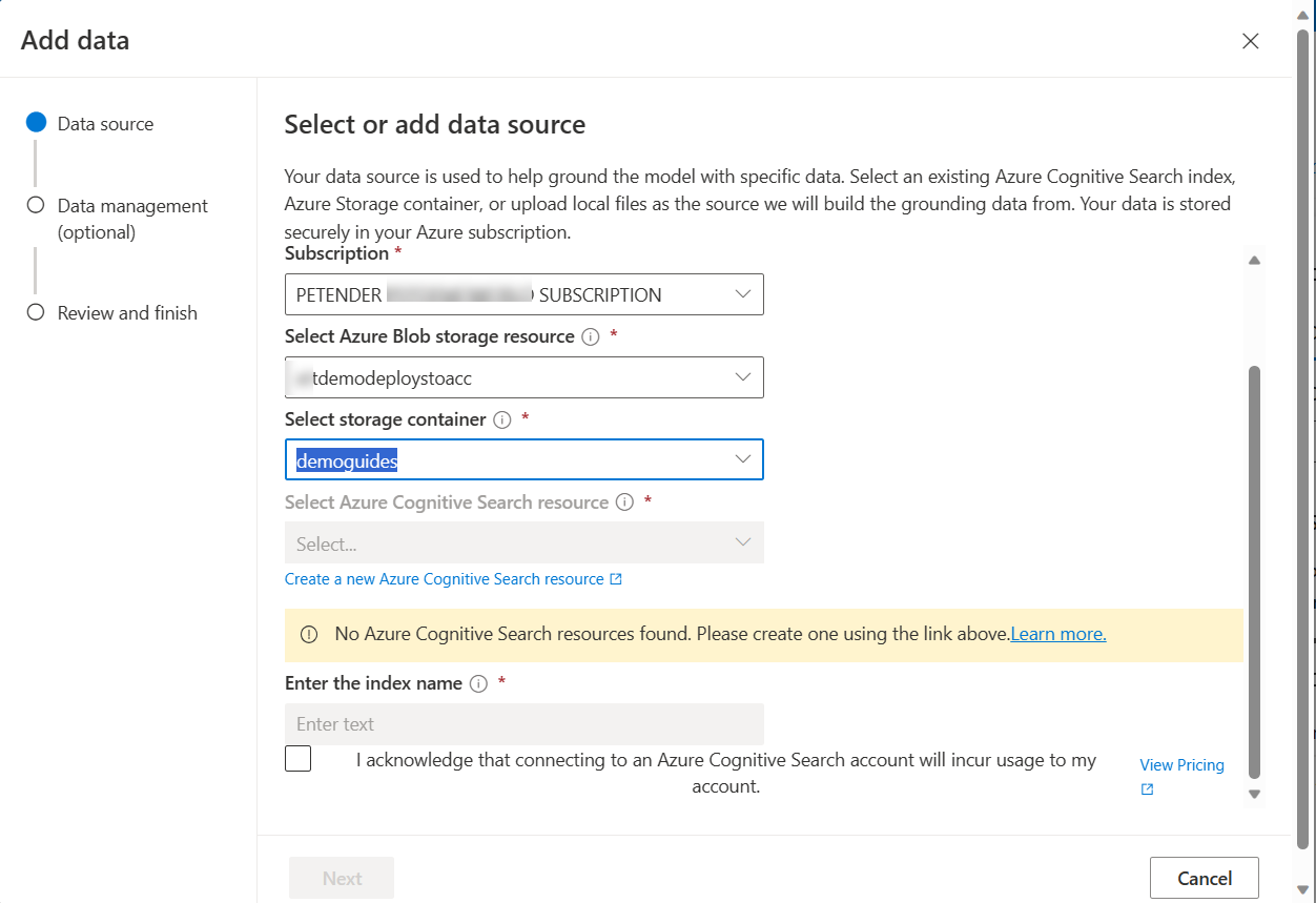Chat Playground add your data