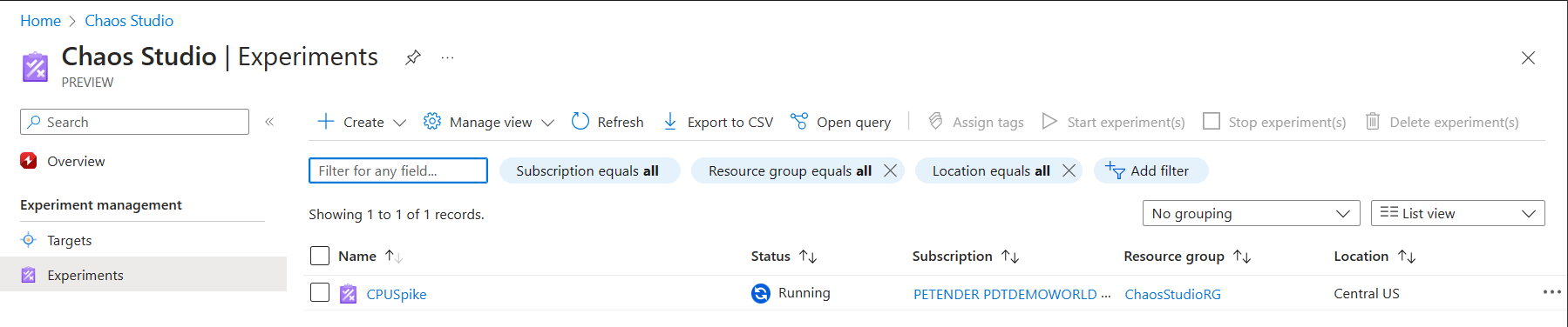 Chaos Studio Experiment Basics