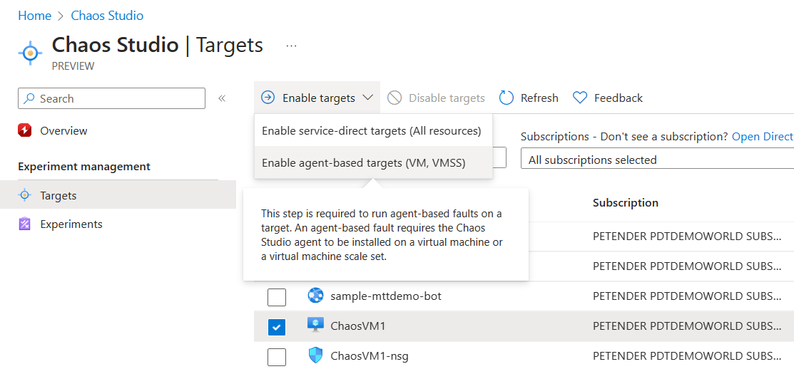 Chaos Studio VM Target