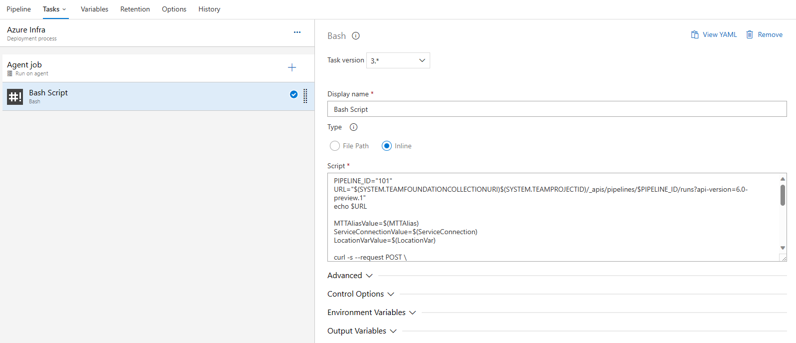 Classic Release Pipeline Bash Task