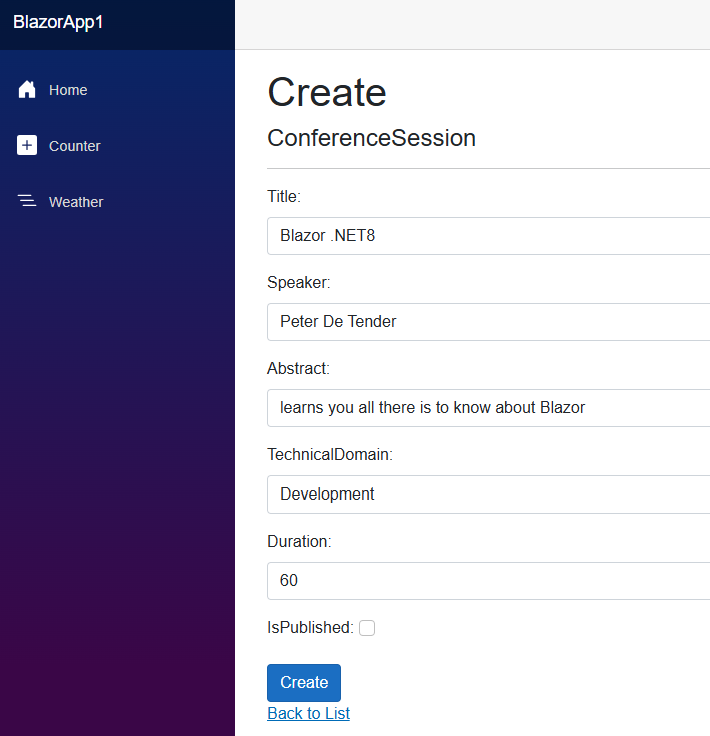 Create new DB Record