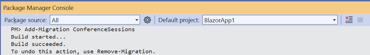 Create Entity Framework Migration