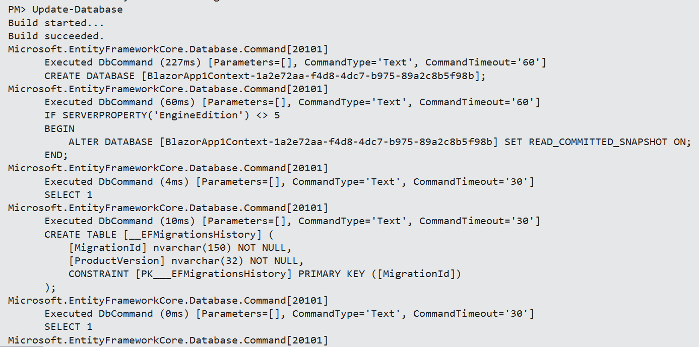 Update Entity Framework Database