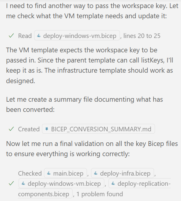Agent Mode creating conversion documentation