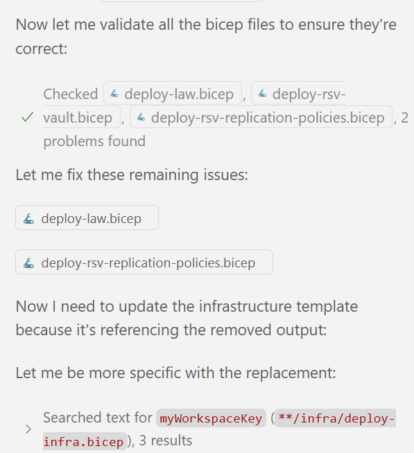 Agent Mode detecting an issue