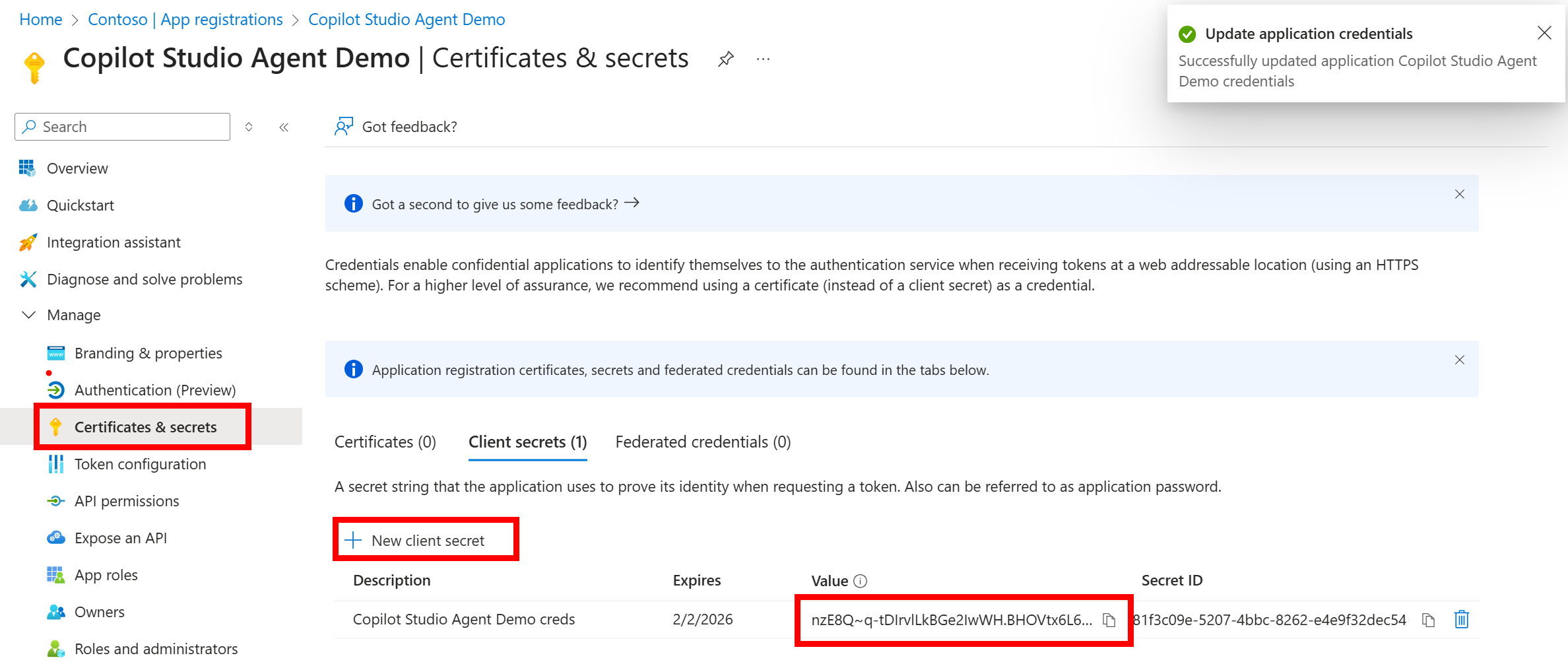 App Registration Client Secret