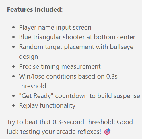 Game Features Included